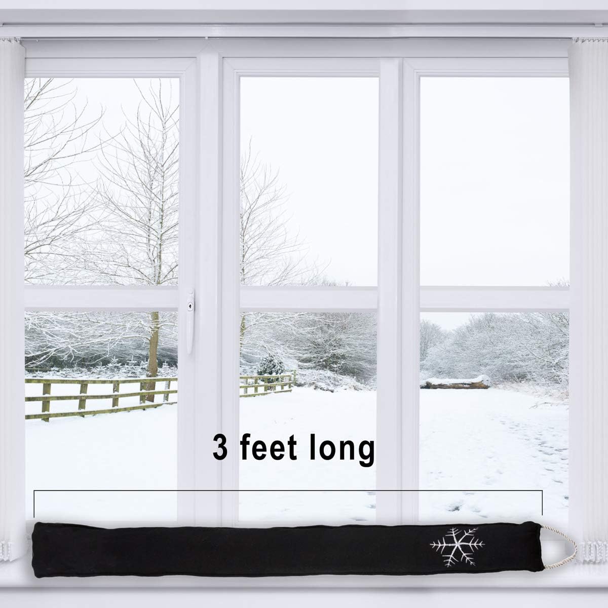 Simply Genius Cold Weather 36-Inch Door Draft Stopper Snake - Wind Blocker for Door Bottom and Window Sill (Black)